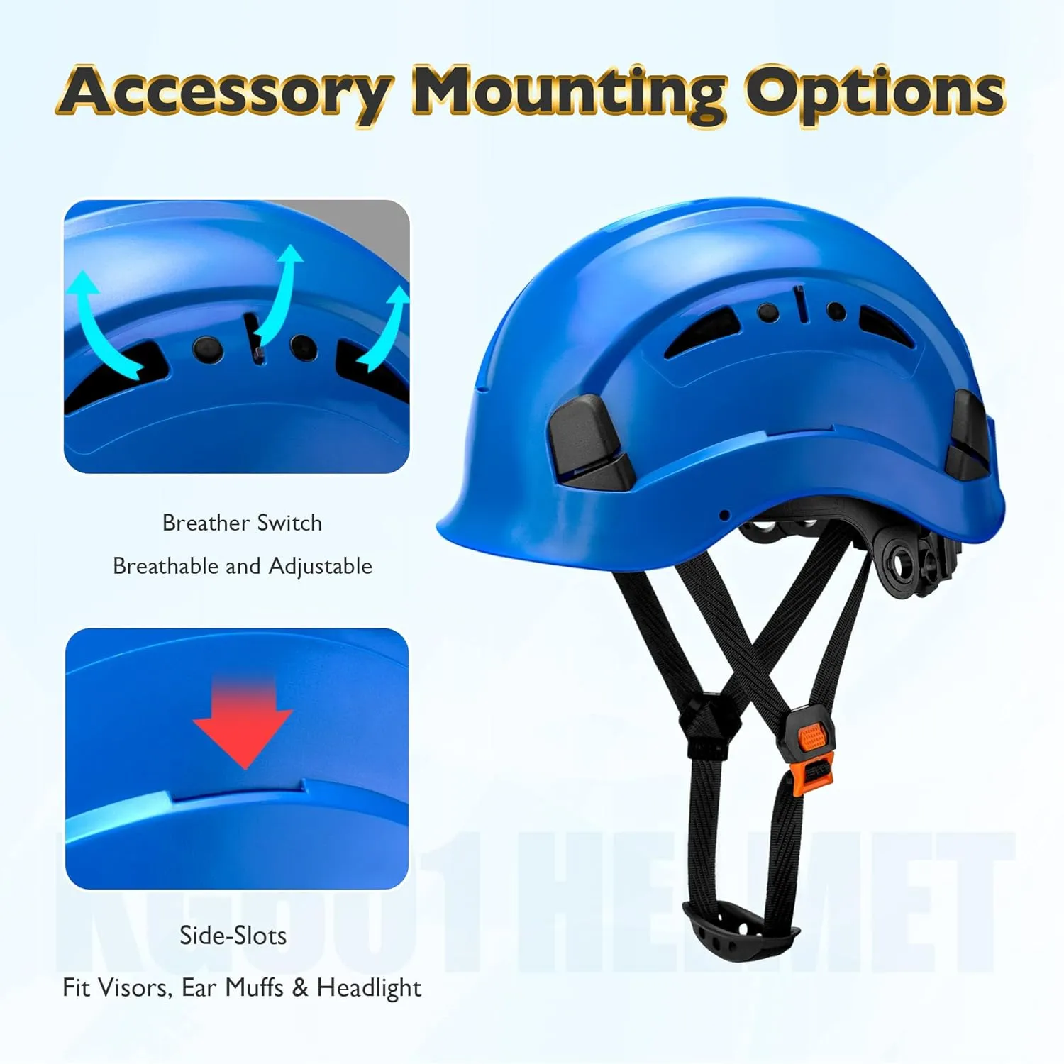 Vented Hard Safety Helmet, ABS Work Helmet with Adjustable 6-Point Suspension, ANSI Z89.1 Certified for Construction, Climbing, and Industrial Use