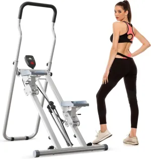 Vertical Climber Stair Stepper for Home Compact Folding Stair Climbing Cardio Exercise Equipment with Non-Slip Pedals Adjustable Height Step Range 300LBS Capacity for Full Body Workout