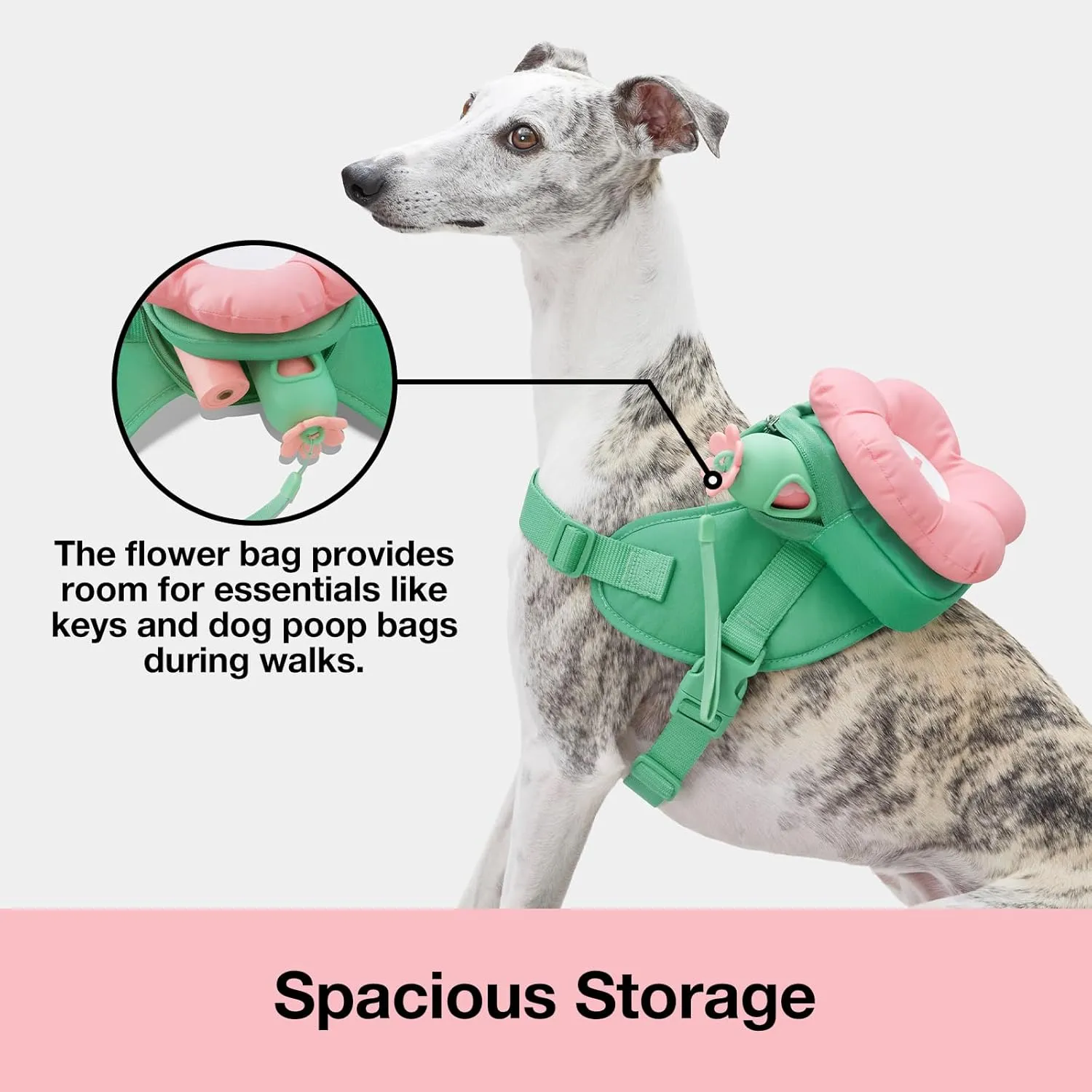 VETRESKA Flora Dog Harness, Leash and Collar Set, No Pull Dog Vest Harness for Walking and Training, Adjustable, Easy Control and Soft Padded Pet Harness and Backpack for Small Medium Large Dogs, L