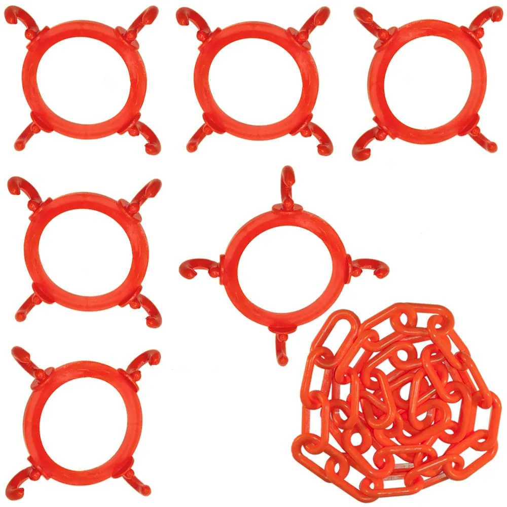 VEVOR Safety Cones, 6 x 36" Traffic Cones, PVC Orange Construction Cones & Mr. Chain Cone Chain Connector Kit, Traffic Orange (97413-KIT)