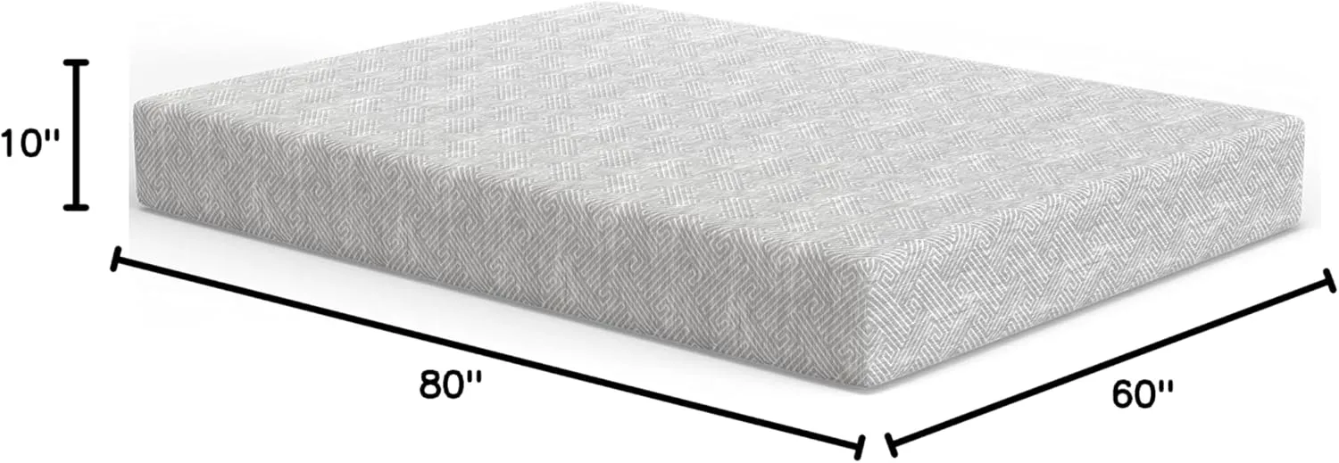 Vibe Heather Grey Gel Memory Foam Mattress, CertiPUR-US and Oeko-TEX Certifed Bed-in-a-Box in Ultra Small Package, 10-Inch, Queen