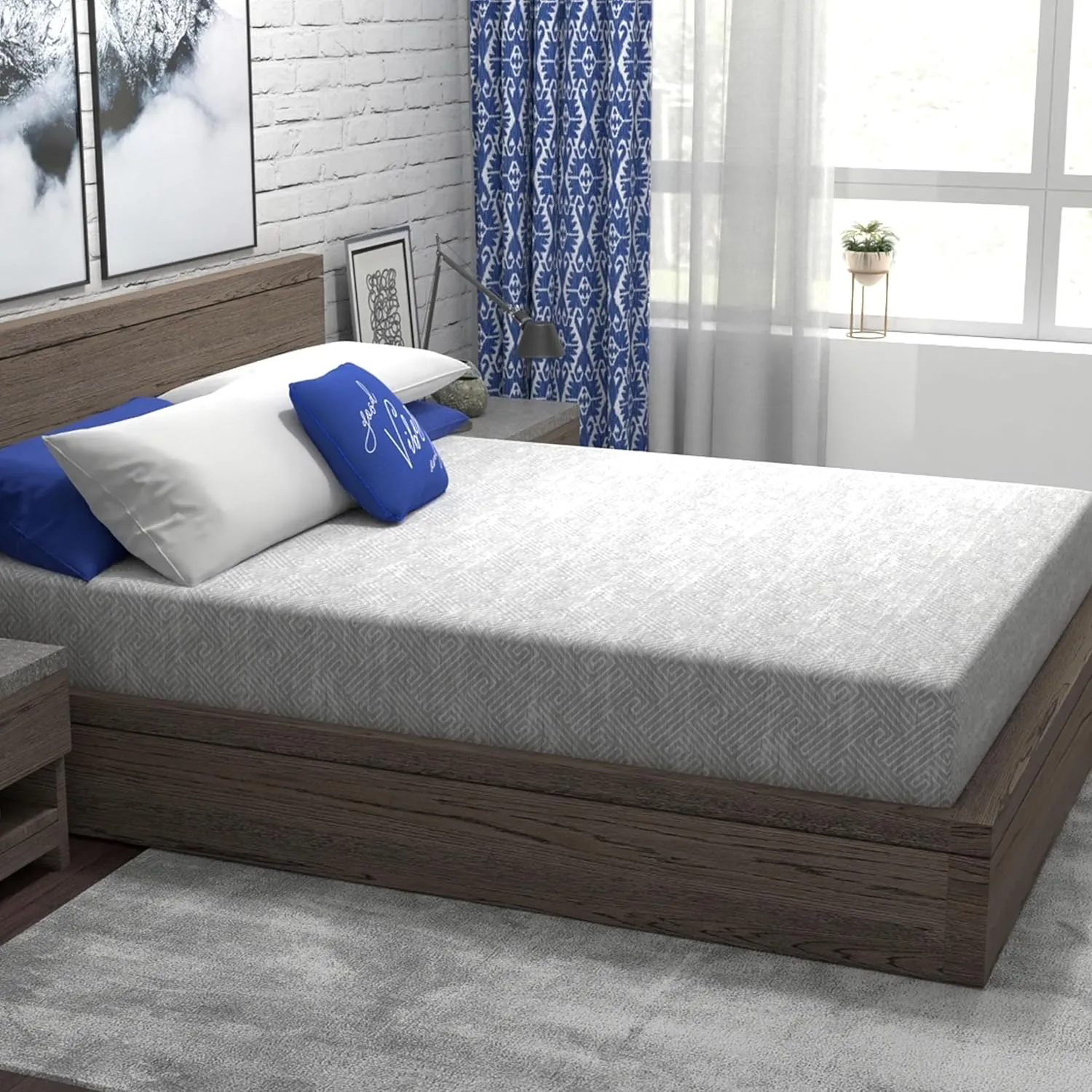 Vibe Heather Grey Gel Memory Foam Mattress, CertiPUR-US and Oeko-TEX Certifed Bed-in-a-Box in Ultra Small Package, 10-Inch, Queen