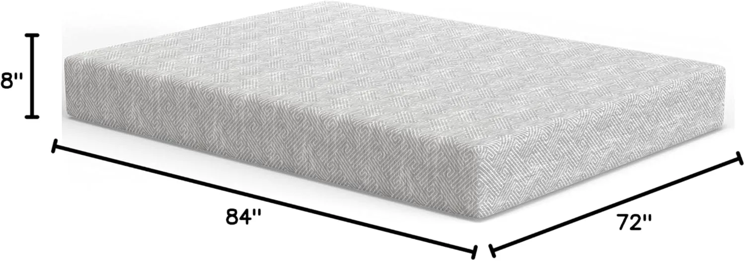 Vibe Heather Grey Gel Memory Foam Mattress, CertiPUR-US and Oeko-TEX Certifed Bed-in-a-Box in Ultra Small Package, 8-Inch, California King
