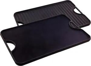 Victoria 20-by-14-Inch Rectangular Cast Iron Griddle, Preseasoned Reversible Griddle