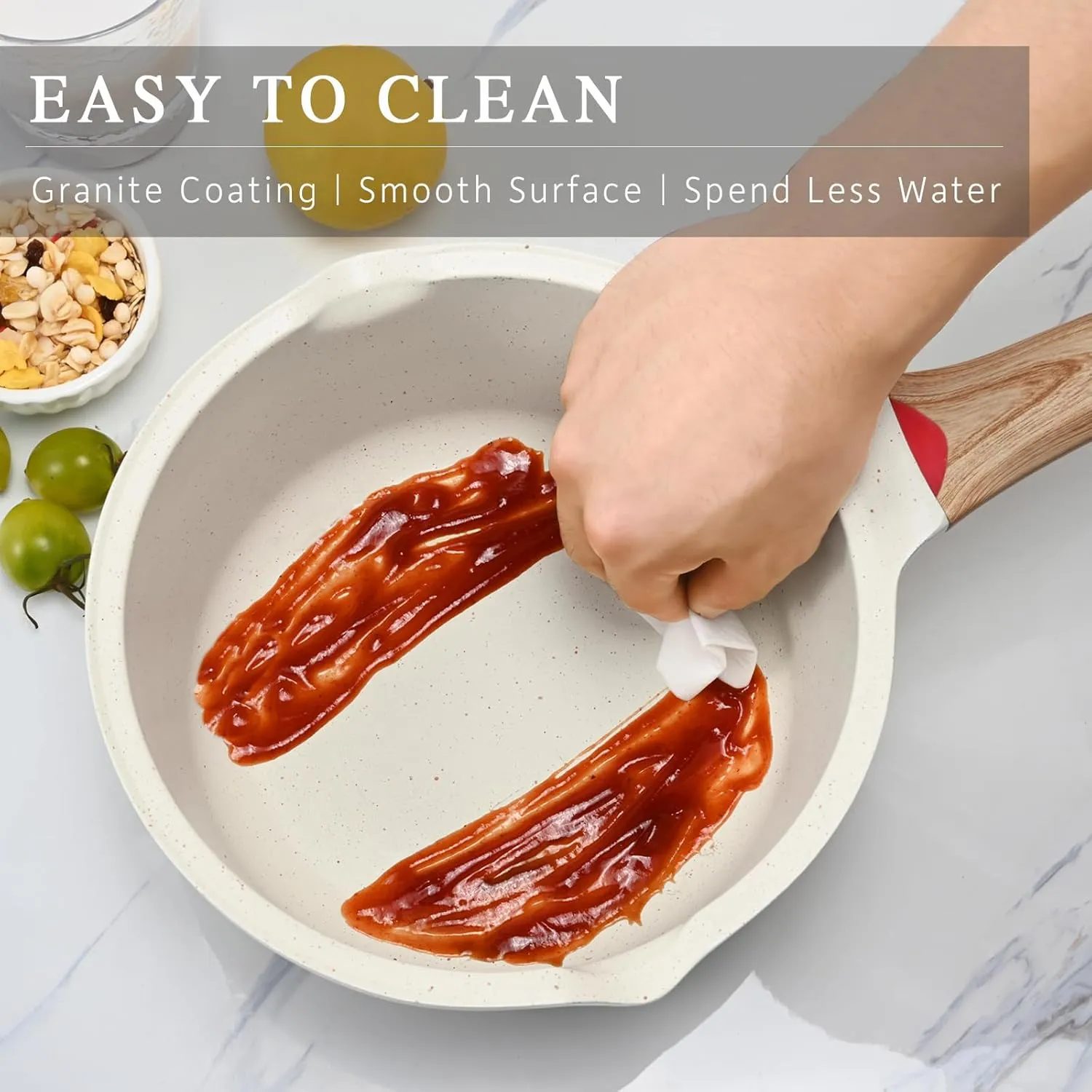 VINCHEF Sauce Pan Set with Lid 10PCS, 3 White Non Stick Cooking Pots Induction pot sets, Saucepan Set with Silicone Tools and Pot Protectors, PFAS and PFOA Free (2QT 3QT 4QT)