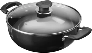 Vinod Cookware Professional Deep Kadhai Induction Friendly – 4.1 Liters (4.3 Quarts) – 26cm–Glass Lid