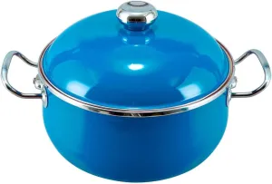 VITA 3.5-Quart Dutch Oven (Blue) with Lid for All Stove Tops (Enamel on Steel) Dishwasher & Oven Safe up to 500 ℉ - Quick & Even Heat Distribution - Enameled Interior is Non-Reactive & Easy to Clean