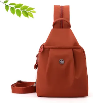 Vovtva Backpack Chest Bags Double Zipper Large Capacity, Street-Lite-Chic Versatile Travel Bag,Multi-Compartment Backpack (Orange)