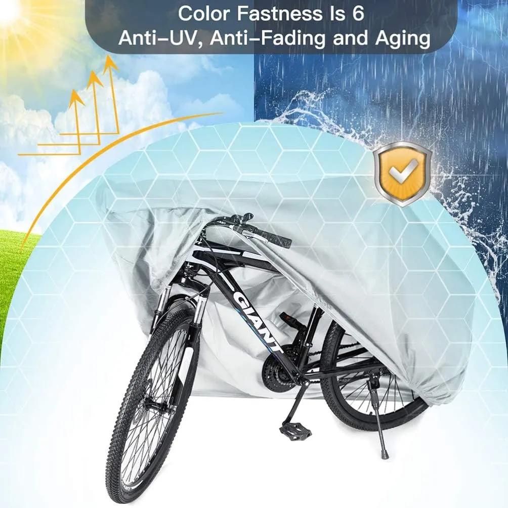 Wakauto Waterproof Bike Cover, Cycling Bicycle Dustproof Cover Waterproof Outdoor Mountain Bike Raincover Electric Vehicle Bike Protect Cover for Outdoor Size (S, Silver)