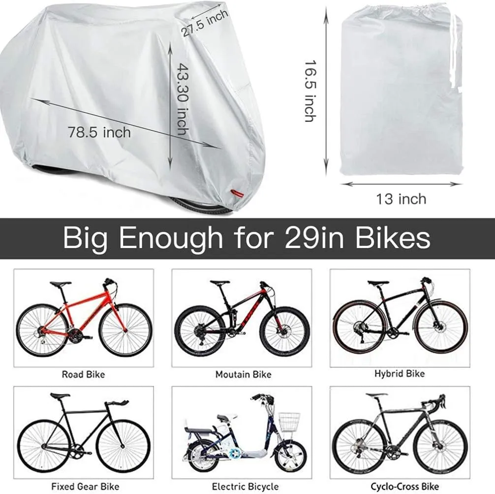 Wakauto Waterproof Bike Cover, Cycling Bicycle Dustproof Cover Waterproof Outdoor Mountain Bike Raincover Electric Vehicle Bike Protect Cover for Outdoor Size (S, Silver)