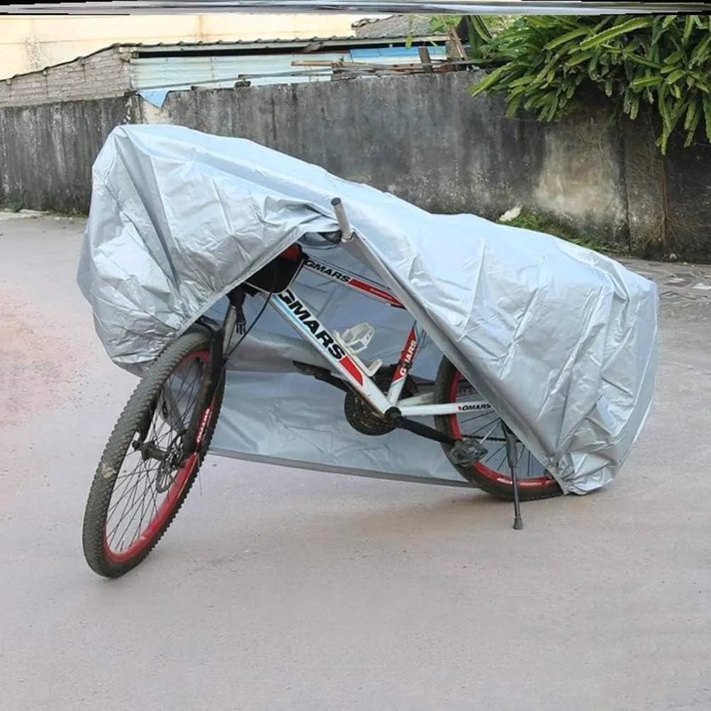 Wakauto Waterproof Bike Cover, Cycling Bicycle Dustproof Cover Waterproof Outdoor Mountain Bike Raincover Electric Vehicle Bike Protect Cover for Outdoor Size (S, Silver)