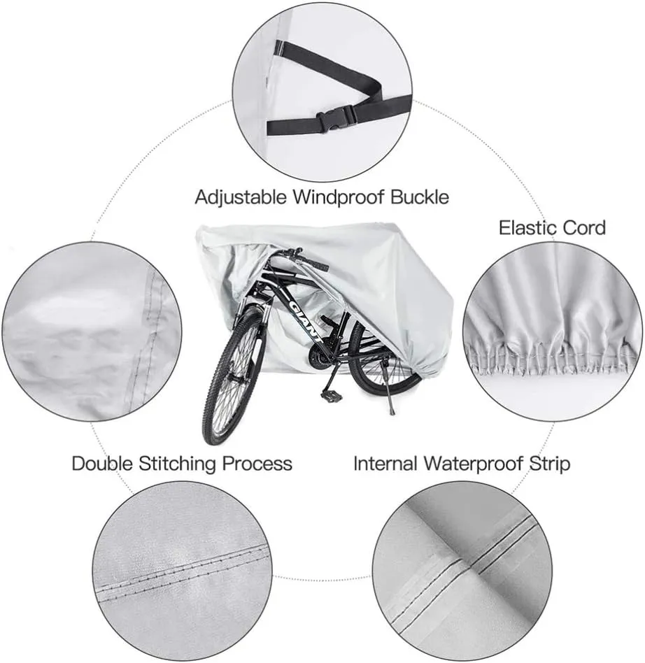 Wakauto Waterproof Bike Cover, Cycling Bicycle Dustproof Cover Waterproof Outdoor Mountain Bike Raincover Electric Vehicle Bike Protect Cover for Outdoor Size (S, Silver)
