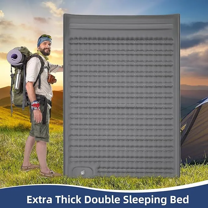 WANNTS Double Sleeping Pad, 6.0 Inches Extra Thick Ultralight Inflatable Sleeping Pad for Camping, Built-in Pump for Camping, Hiking, Airpad, Carry Bag, Repair Kit, Compact & Lightweight Air Mattress