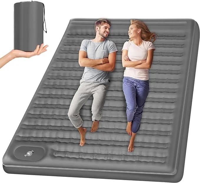 WANNTS Double Sleeping Pad, 6.0 Inches Extra Thick Ultralight Inflatable Sleeping Pad for Camping, Built-in Pump for Camping, Hiking, Airpad, Carry Bag, Repair Kit, Compact & Lightweight Air Mattress