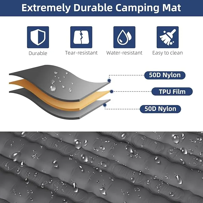 WANNTS Double Sleeping Pad, 6.0 Inches Extra Thick Ultralight Inflatable Sleeping Pad for Camping, Built-in Pump for Camping, Hiking, Airpad, Carry Bag, Repair Kit, Compact & Lightweight Air Mattress