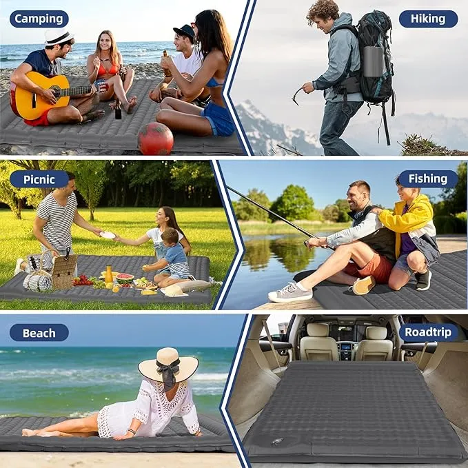 WANNTS Double Sleeping Pad, 6.0 Inches Extra Thick Ultralight Inflatable Sleeping Pad for Camping, Built-in Pump for Camping, Hiking, Airpad, Carry Bag, Repair Kit, Compact & Lightweight Air Mattress