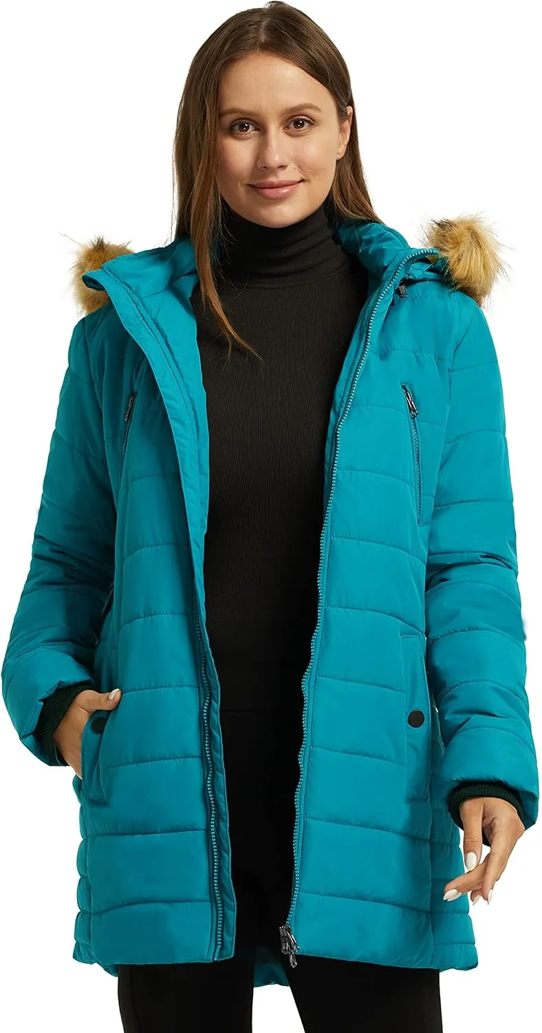 wantdo Women's Warm Winter Coat Heavy Puffer Jacket Parka with Fur Trimmed Hood