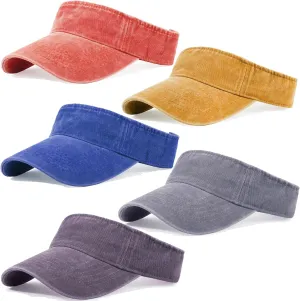 Washed Distressed Sun Visors for Women Men, Plain Sports Sun Hat Outdoor Beach Cap Sun Protection