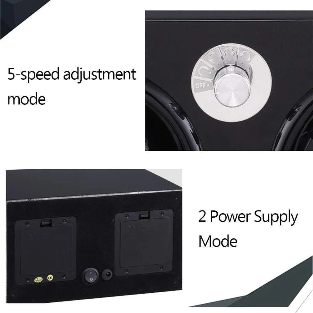 Watch Winder Box Automatic Watch Winder Box Unisex Watch Winder, Automatic Wood Double Rotation Winders Deluxe Silent Motor Wood Box 4 Modes 2 Power Supply Mode-19.5×18×1