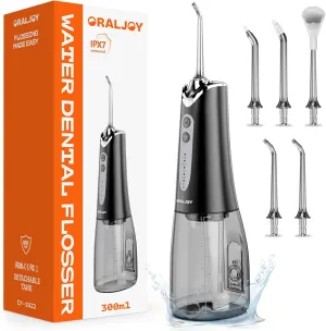 Water Dental Flosser Pick for Teeth: 300ML Portable Oral Irrigator, Rechargeable Travel Irrigation Cleaner Professional Electric Flossing Machine Power Flossers & Irrigator Accessories IPX7 Waterproof