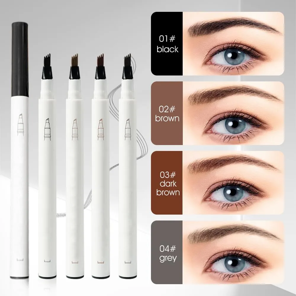 Waterproof Brow Pencil with Micro-Fork Tip,3D Magic Eyebrow Pencil 4-Head Split Waterproof Long-lasting,Fine Stroke Eyebrow Pen Makeup Eyebrow Pencils Stay on All Day (02#)