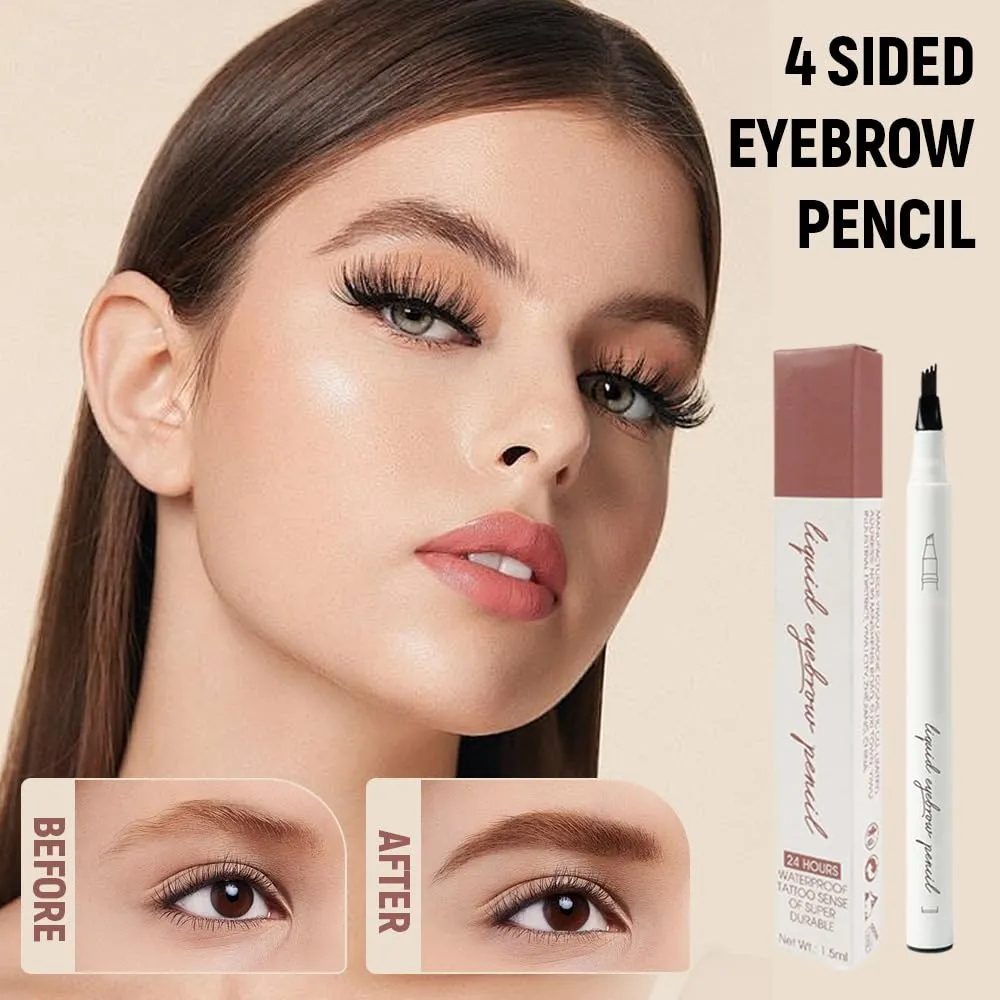 Waterproof Brow Pencil with Micro-Fork Tip,3D Magic Eyebrow Pencil 4-Head Split Waterproof Long-lasting,Fine Stroke Eyebrow Pen Makeup Eyebrow Pencils Stay on All Day (02#)