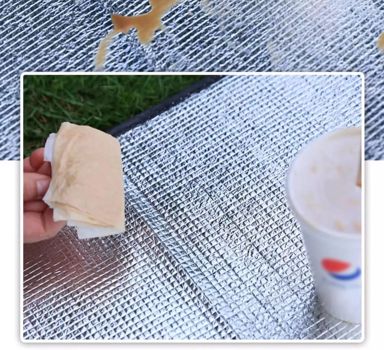 Waterproof Foil Camping Mat 200 X 150 cm Aluminum Film Sleeping Mat, Foam Aluminium Insulating Mat for Traveling & Outdoor Activities, Double-Sided Foil Tent Pad with Storage Bag, 9mm Thick