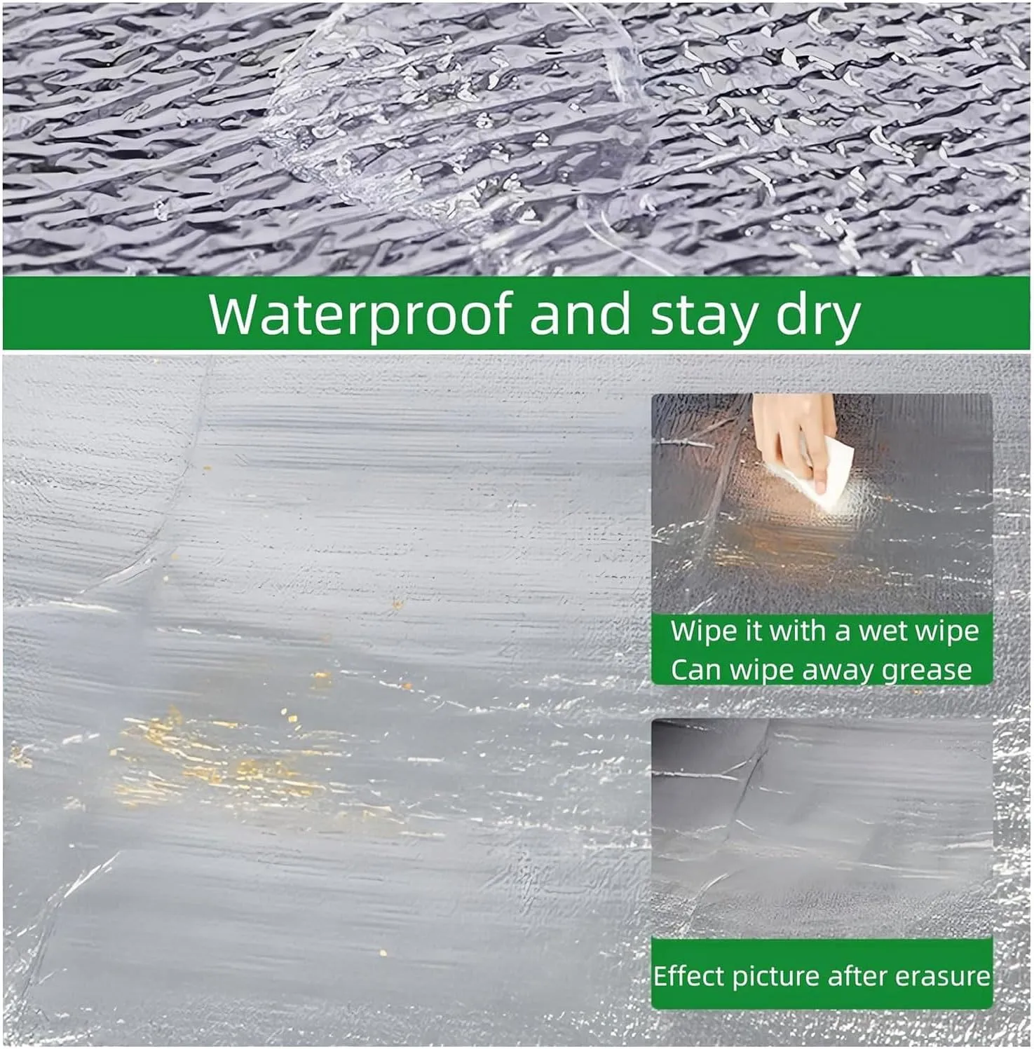 Waterproof Foil Camping Mat 200 X 150 cm Aluminum Film Sleeping Mat, Foam Aluminium Insulating Mat for Traveling & Outdoor Activities, Double-Sided Foil Tent Pad with Storage Bag, 9mm Thick