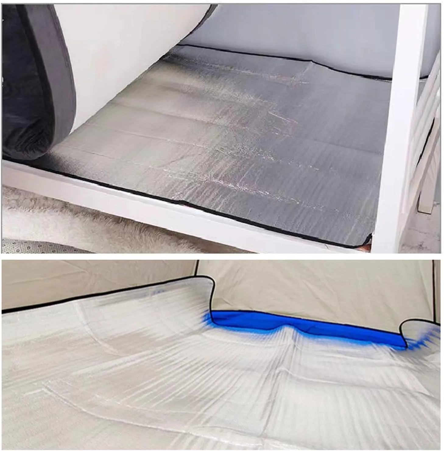 Waterproof Foil Camping Mat 200 X 150 cm Aluminum Film Sleeping Mat, Foam Aluminium Insulating Mat for Traveling & Outdoor Activities, Double-Sided Foil Tent Pad with Storage Bag, 9mm Thick