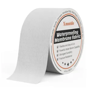 Waterproof Membrane Polyester Fabric 4 Inches x 100 Feet, Anti Fracture Membrane Fabric Sheet, Non-Adhesive - Fixing Leaks & Reinforcing Seams,Cracks,Vents,Skylights,Shower Walls, Easy to Use