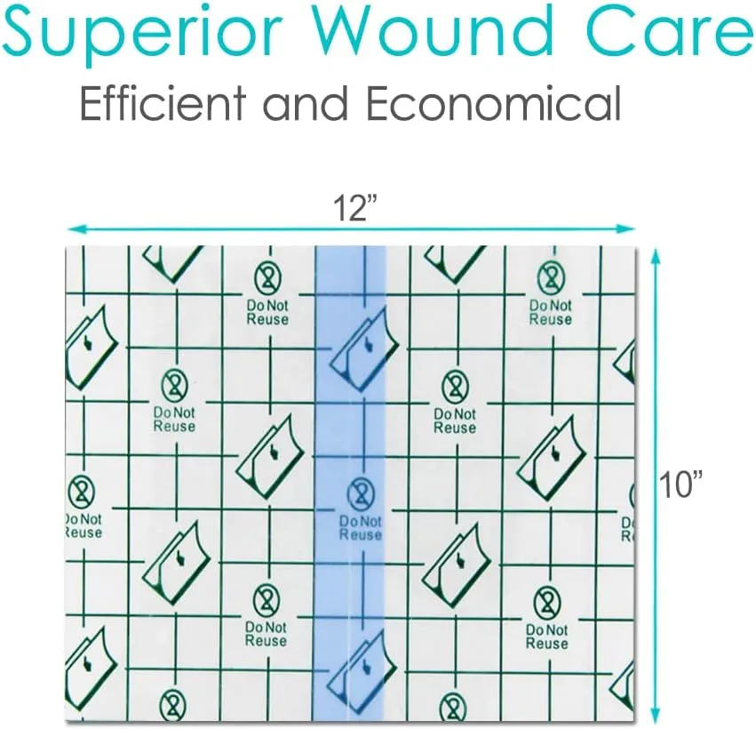 Waterproof Shower Protector Bandage 10x12 inch for Large Port Surgery Incisions Guard Tattoo Second Skin Healing Aftercare Cover Bath Patch Transparent Film Clear Adhesive Wounds Dressing (Pack of 25)