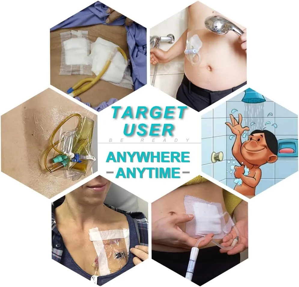 Waterproof Shower Protector Bandage 10x12 inch for Large Port Surgery Incisions Guard Tattoo Second Skin Healing Aftercare Cover Bath Patch Transparent Film Clear Adhesive Wounds Dressing (Pack of 25)