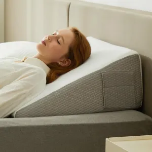 Wedge Pillow for Sleeping, 12 inch Bed Wedge Pillow, Elevated Body Pillow for Back Support, Acid Reflux, Leg, Neck Pain, Snoring, Triangle Pillow Wedge - Cooling Memory Foam Top, White/Grey