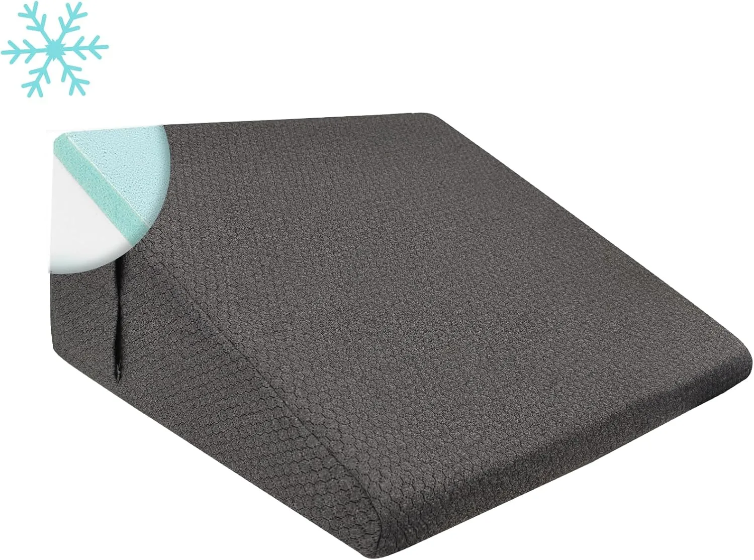 Wedge Pillow for Sleeping, 12 inch Elevated Support Bed Wedge Pillow, Breathable Triangle Pillow Wedge with Cooling Memory Foam Top - Removable Washable Cover, Black