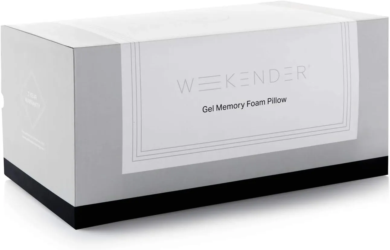 WEEKENDER Gel Memory Foam Pillow - Queen Size - 1-Pack - Medium Plush Feel - Neck & Shoulder Support - For Back, Side, & Stomach Sleepers - Home, Hotel, & Hospital Essentials