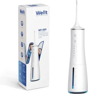 Wellt Water Dental flosser for Teeth,Cordless Water Teeth Cleaner Picks, IPX7 Waterproof Water Flosser,4 Modes 4 Jet Tips,USB Rechargeable Water Dental Picks for Cleaning (White)