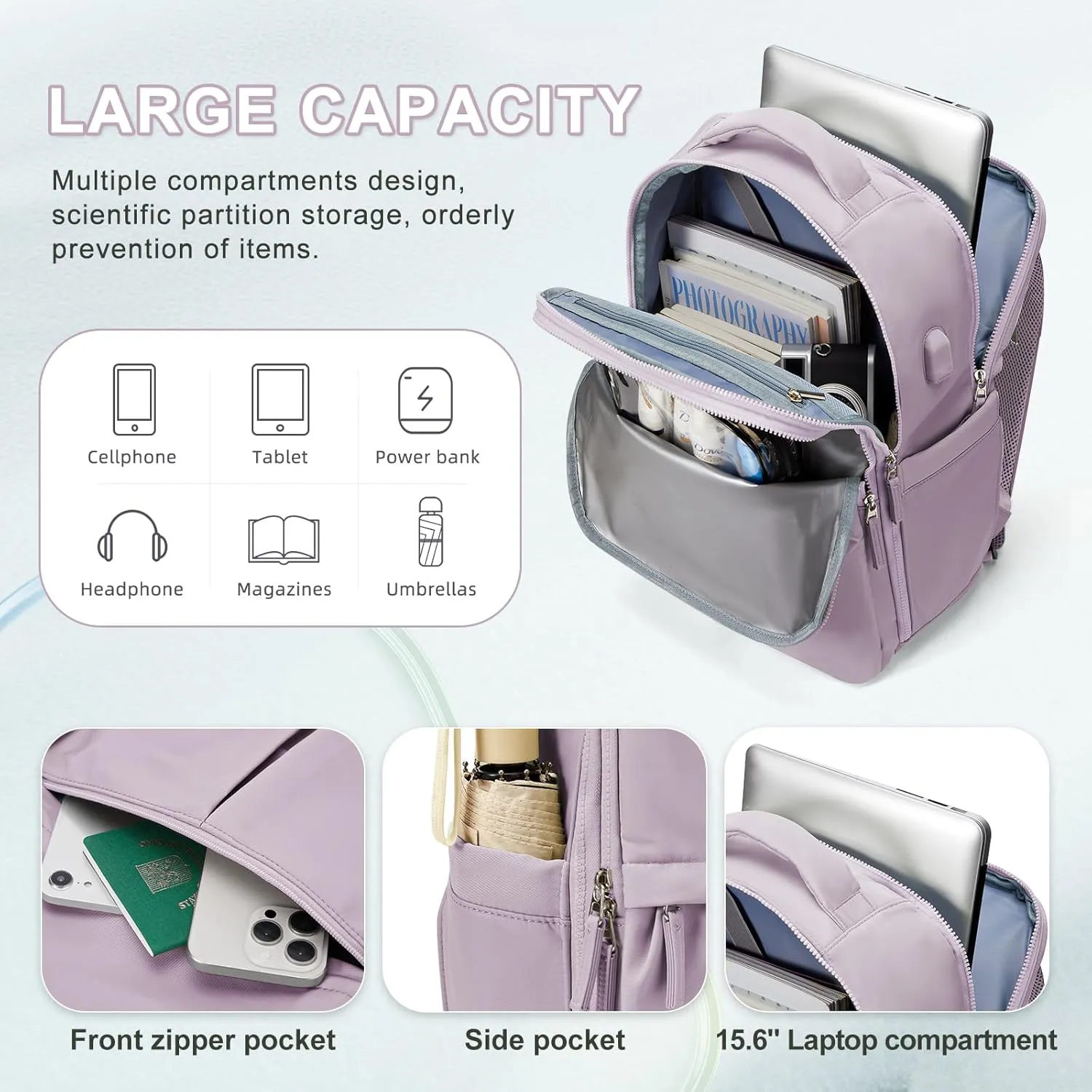 wepadre Mochila De Viaje Travel Backpack Carry On Flight Approved Large Travel Backpack For Men Women Carry On Backpack For Airplanes Personal Item Travel Bag 18x14x8 Inches Travel Bag Purple