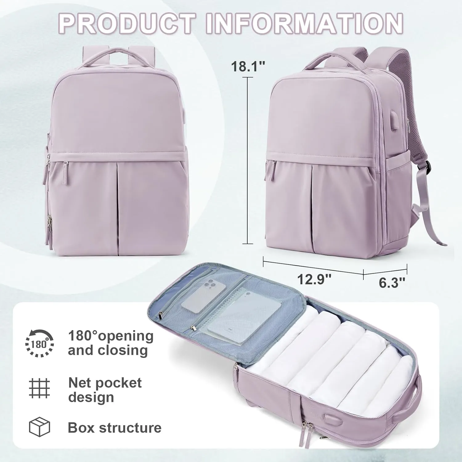 wepadre Mochila De Viaje Travel Backpack Carry On Flight Approved Large Travel Backpack For Men Women Carry On Backpack For Airplanes Personal Item Travel Bag 18x14x8 Inches Travel Bag Purple