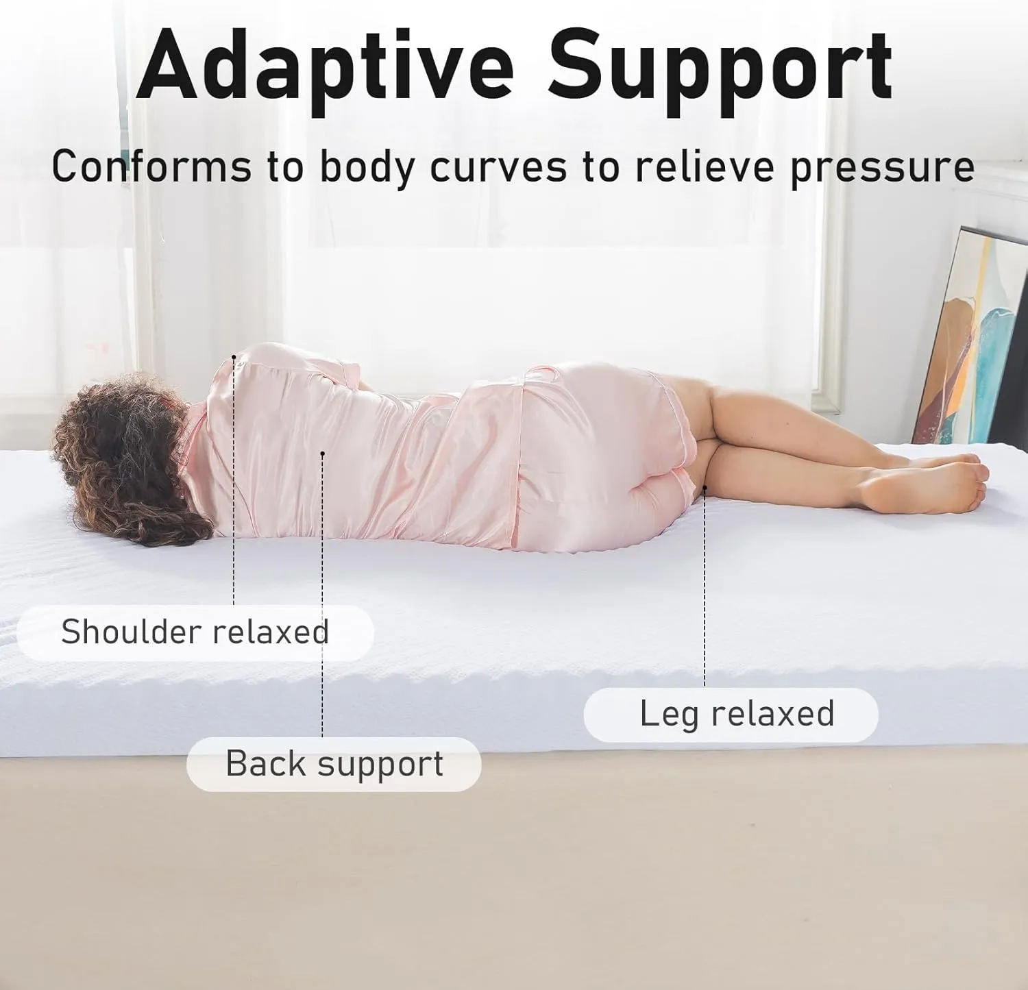WhatsBedding 3 Inch Queen Memory Foam Mattress Topper with Soft Cover for Pressure Relief, Memory Foam Bed Topper with Removable & Washable Cover Rayon from Bamboo for Back Pain(80x60x3in)