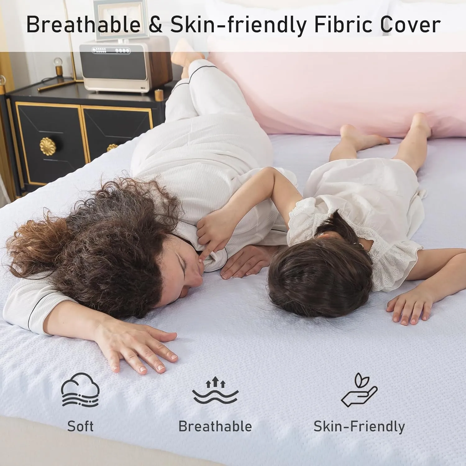 WhatsBedding 3 Inch Queen Memory Foam Mattress Topper with Soft Cover for Pressure Relief, Memory Foam Bed Topper with Removable & Washable Cover Rayon from Bamboo for Back Pain(80x60x3in)
