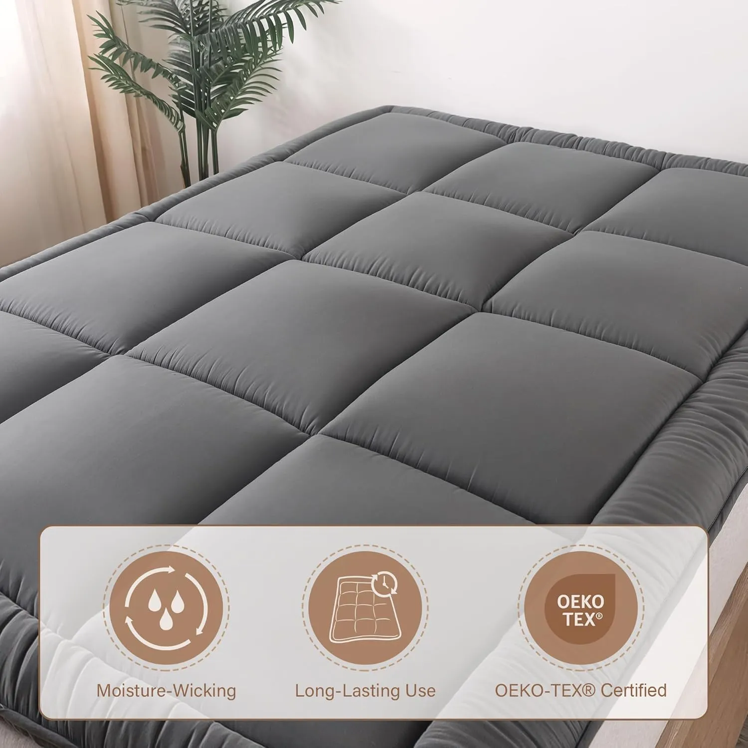 WhatsBedding Japanese Floor Mattress Futon Mattress 3" Grey Tatami Mat Shredded Memory Foam Filled Sleeping Pad, Foldable & Portable Roll Up Lounger Camping Bed for Kids and Adult,Twin Size 39"x 80"