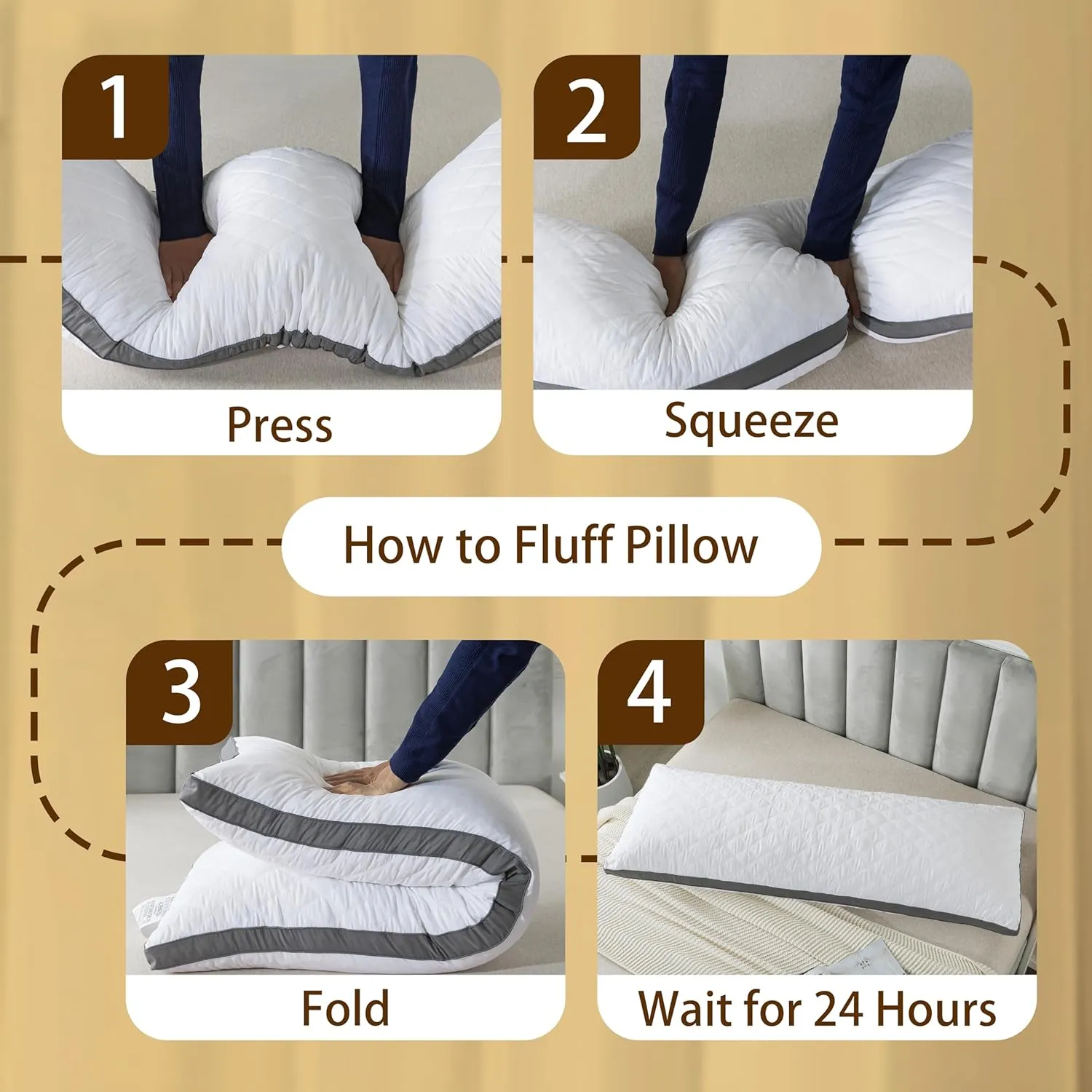 WhatsBedding Memory Foam Body Pillow -Fluffy Body Pillows for Adults -Large Long Bed Pillows for Sleeping - 20x54 inch, White