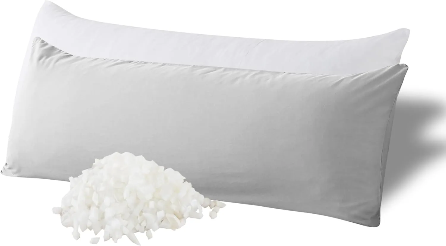 WhatsBedding Memory Foam Body Pillow with Breathable Zippered Cotton Cover, Full Body Pillow for Adults, Long Pillow for Sleeping, Firm Pillow Breathable Fluffy Supportive, Light Gray