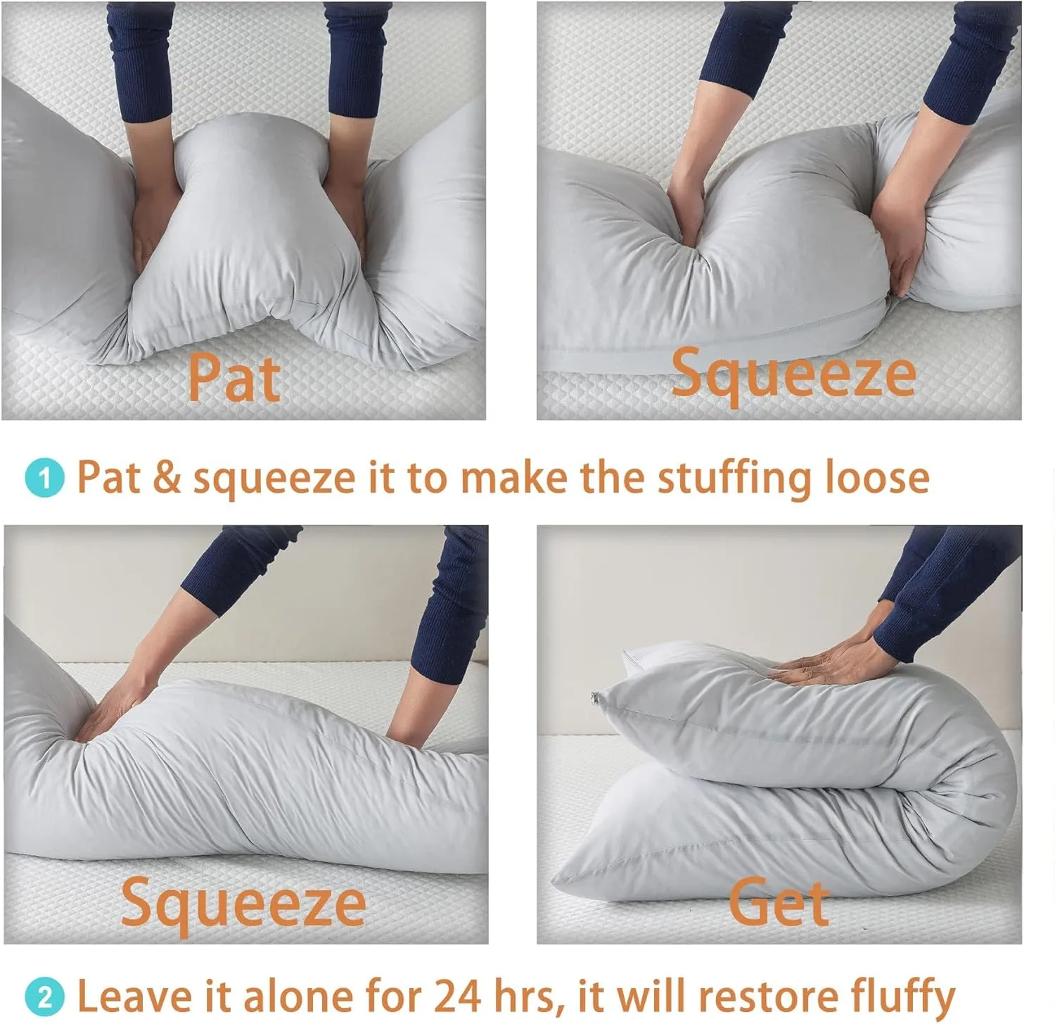 WhatsBedding Memory Foam Body Pillow with Breathable Zippered Cotton Cover, Full Body Pillow for Adults, Long Pillow for Sleeping, Firm Pillow Breathable Fluffy Supportive, Light Gray