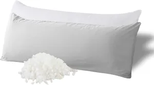 WhatsBedding Memory Foam Body Pillow with Breathable Zippered Cotton Cover, Full Body Pillow for Adults, Long Pillow for Sleeping, Firm Pillow Breathable Fluffy Supportive, Light Gray