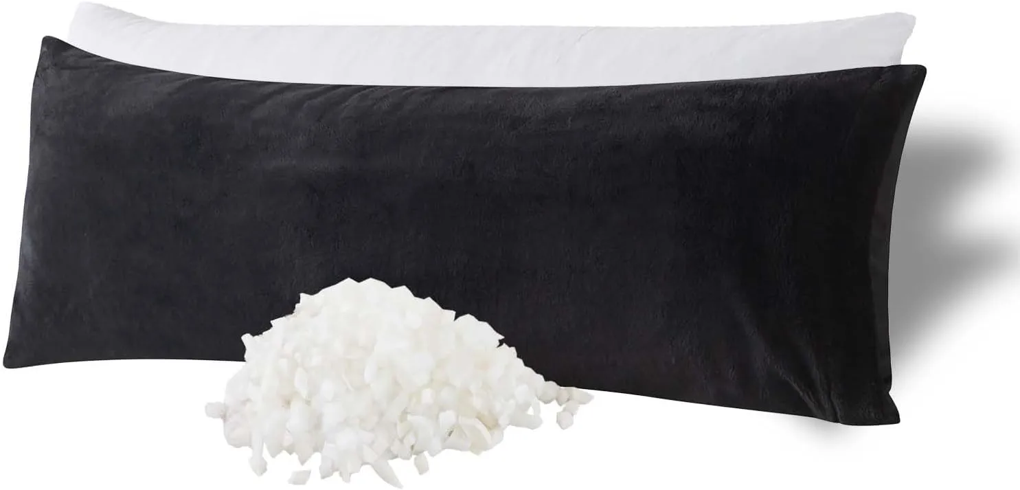 WhatsBedding Memory Foam Body Pillow with Plush Fuzzy Cover, Full Body Pillow for Adults, Long Pillow for Sleeping, Soft Fluffy Supportive