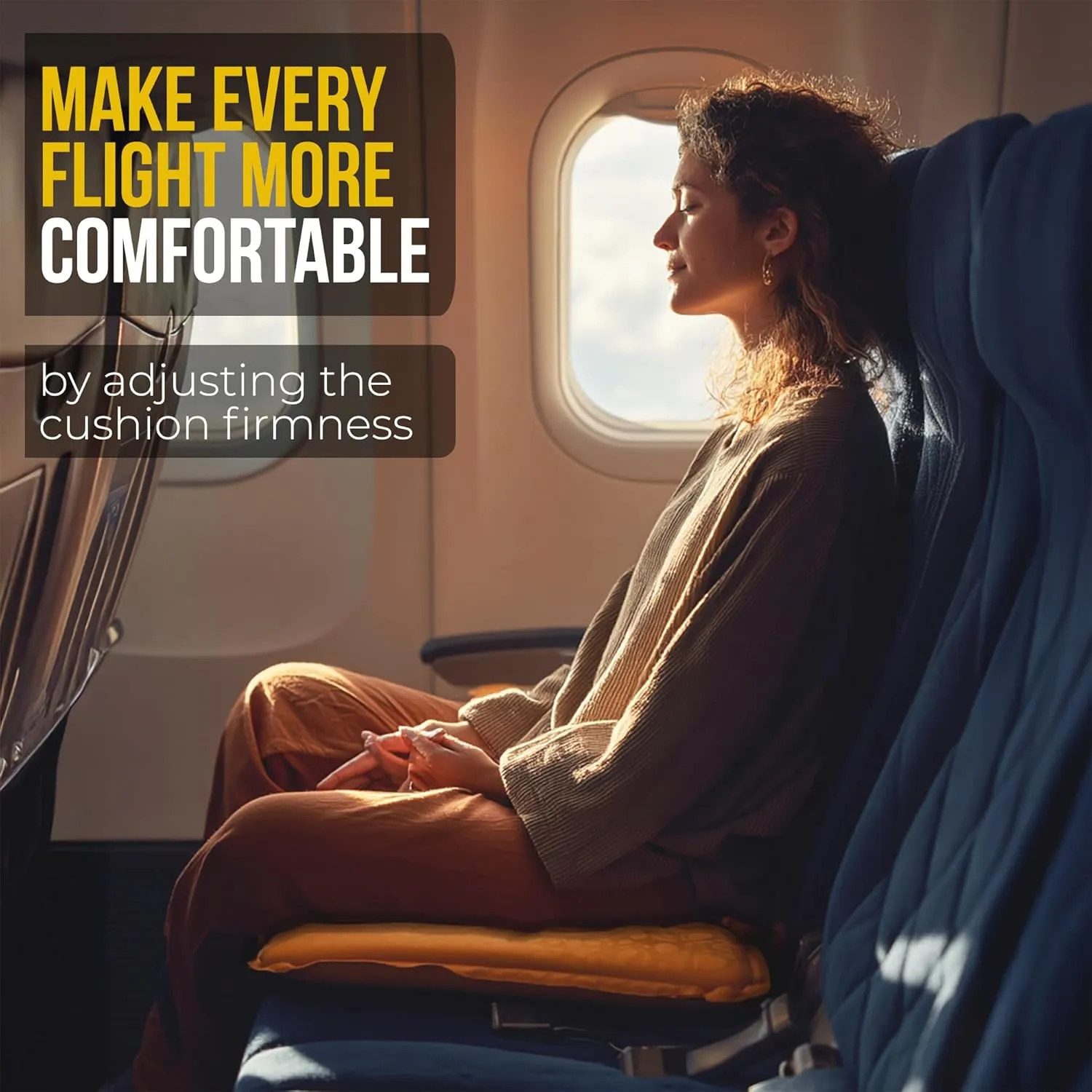Whispering Winds Inflatable Seat Cushion – Comfortable Blow-up Foam Pad for Airplane, Travel, Stadium, Camping & Car