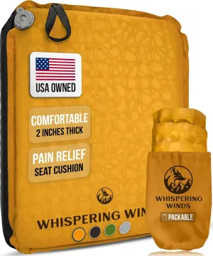 Whispering Winds Inflatable Seat Cushion – Comfortable Blow-up Foam Pad for Airplane, Travel, Stadium, Camping & Car