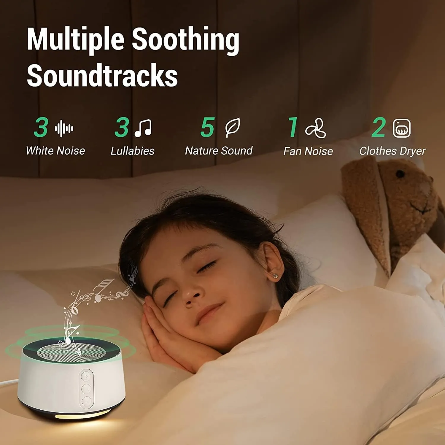White Noise Machine with Adjustable Baby Night Light for Sleeping, 14 High Fidelity Sleep Machine Soundtracks, Timer and Memory Feature, Plug in, Sound Machine for Baby, Adults