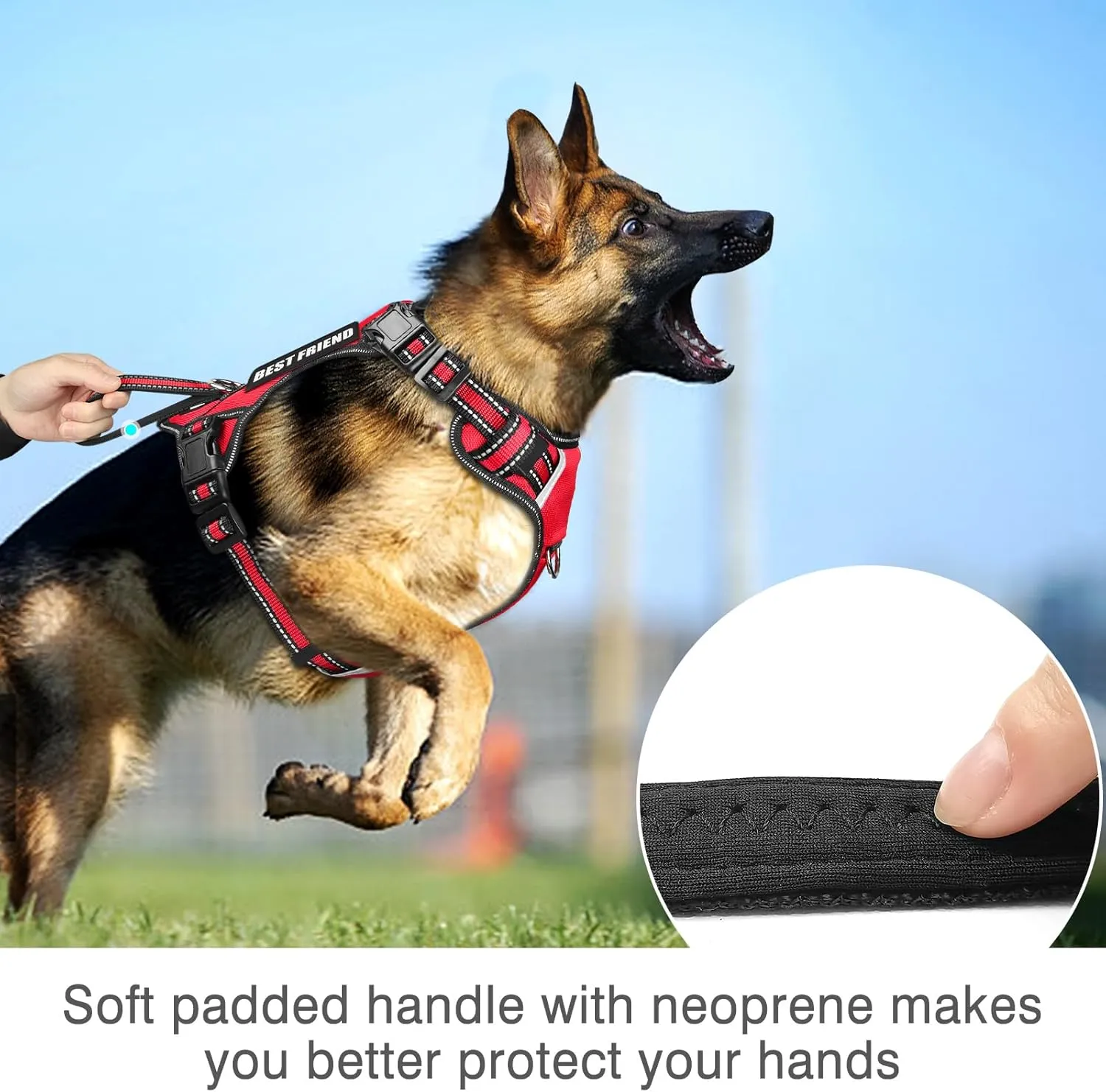 WINSEE Service Dog Vest No Pull with 7 Dog Patches ID Tag, Reflective Pet Harness with Durable Soft Padded Handle,Easy Put On/Off for Training/Walking